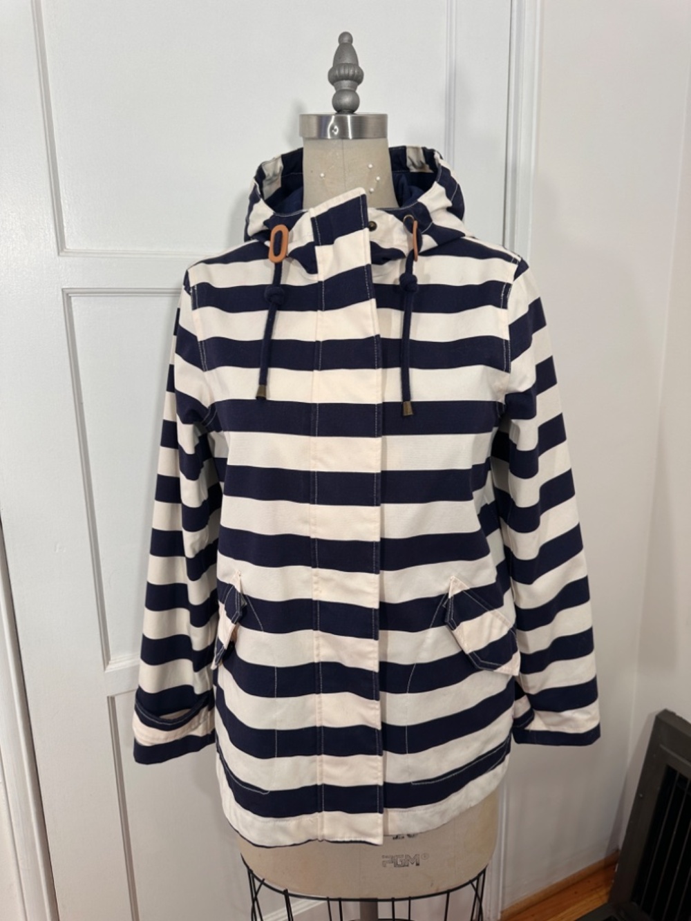 joules striped waterproof hooded jacket